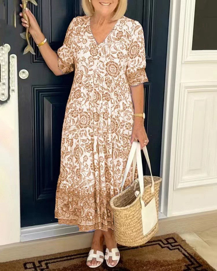 Women’s Floral V-Neck Summer Maxi Dress