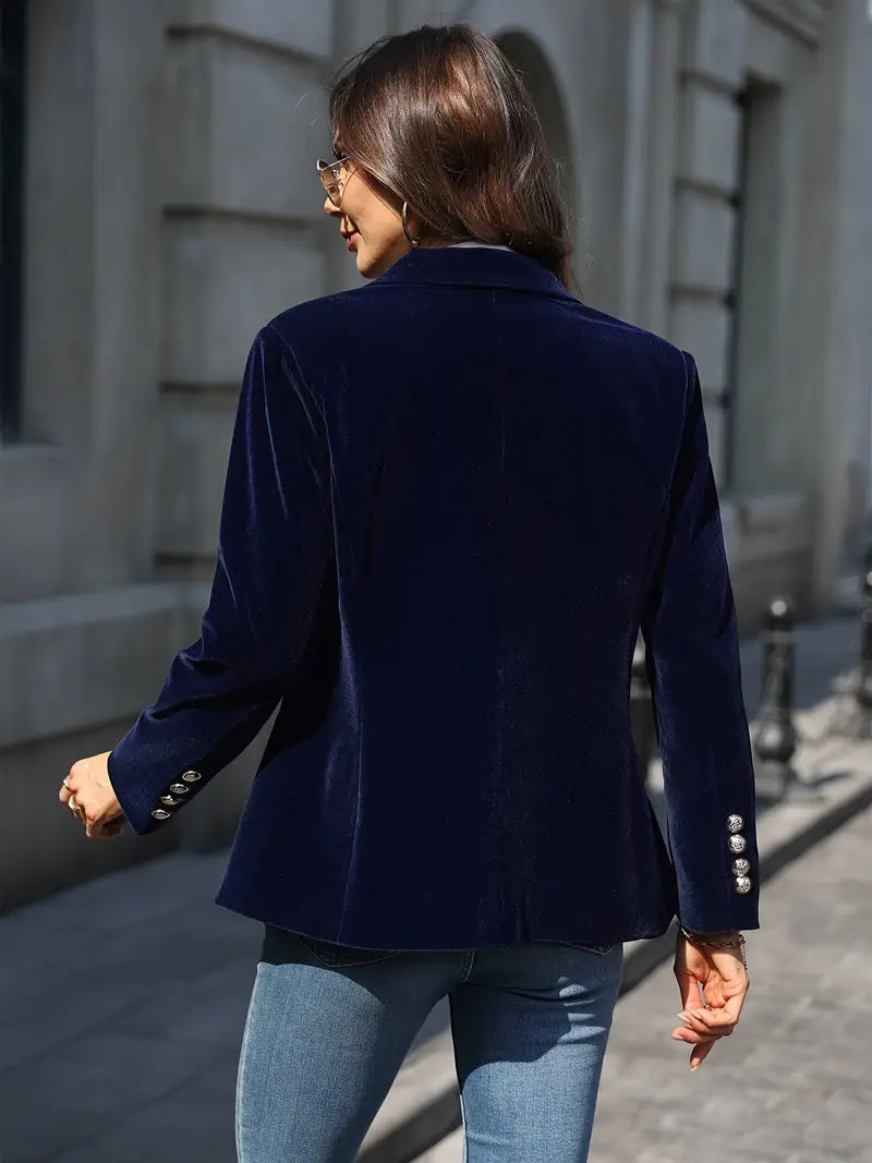 Women’s Velvet Tailored Blazer with Single Button