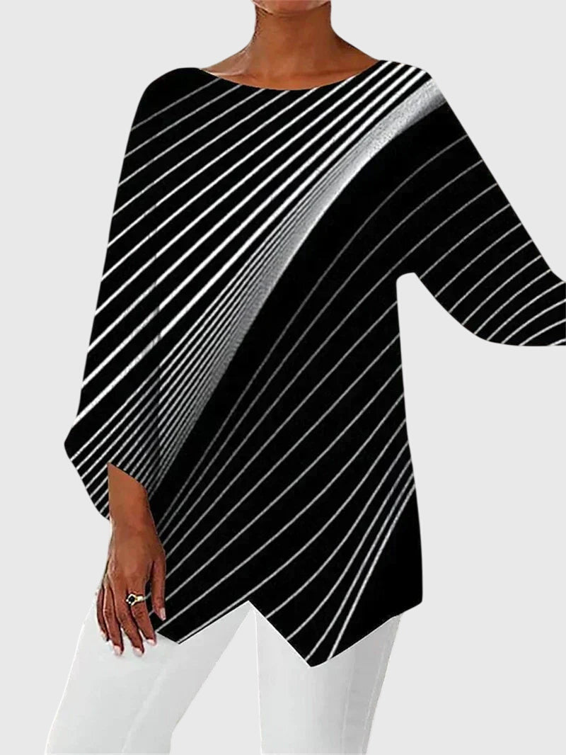 Women’s Longline Printed Top with 3/4 Sleeves