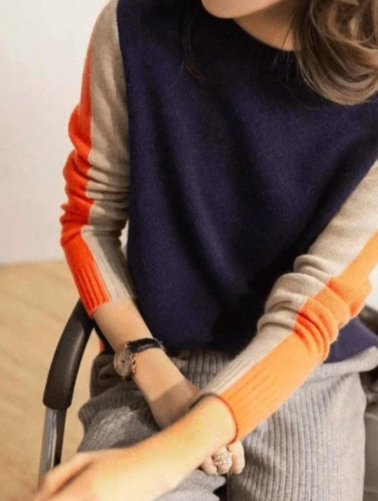 Women’s Striped Knit Jumper with Colour Block Design
