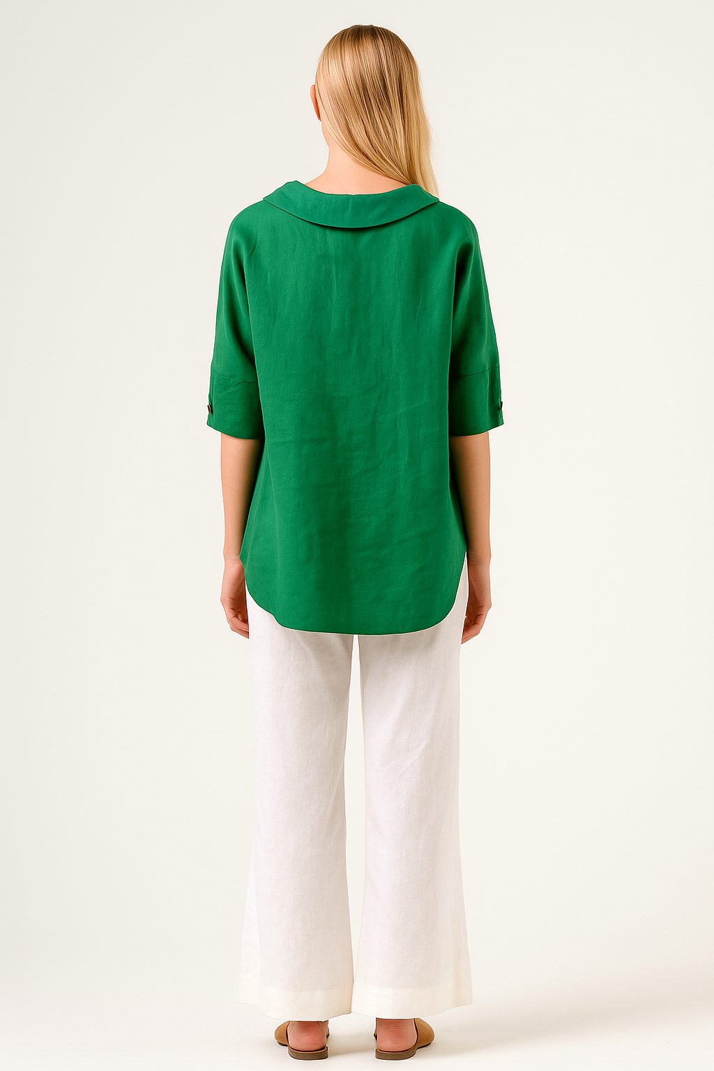 Casual Linen Shirt with V Neck