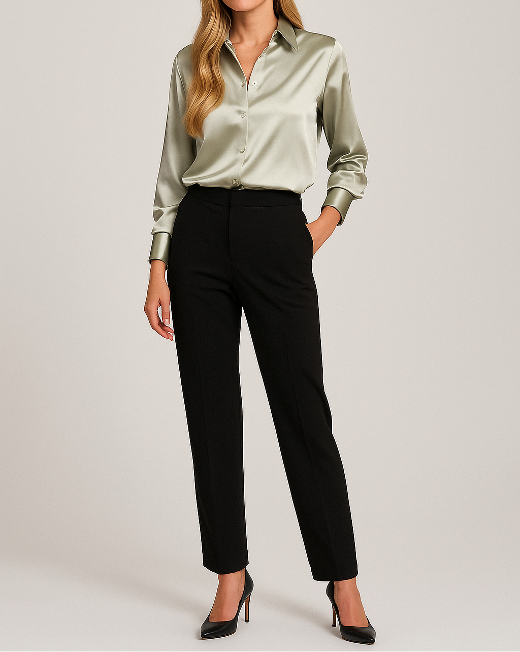 Satin Blouse with Soft Sheen and Relaxed Silhouette