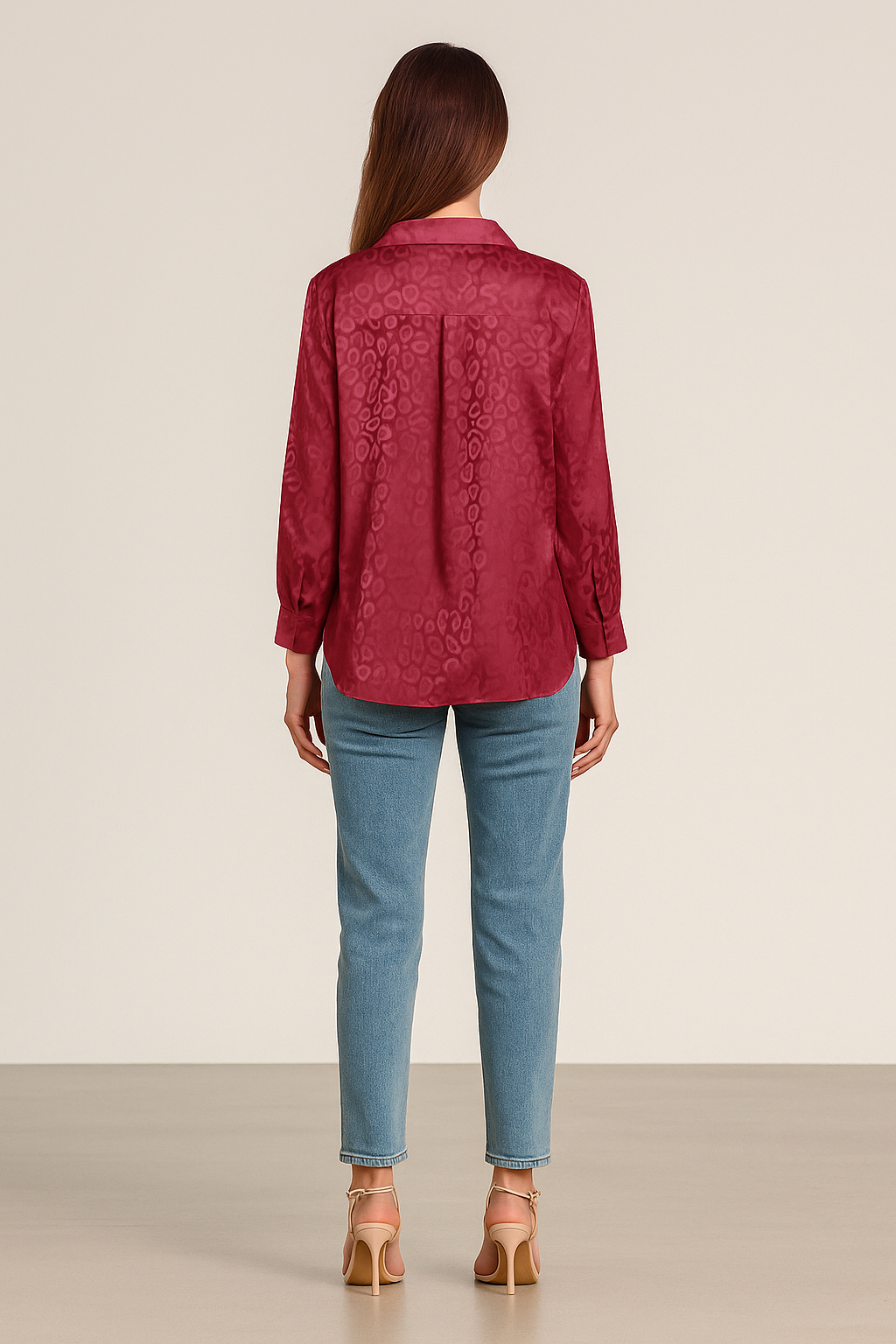 Satin leopardprint bluse