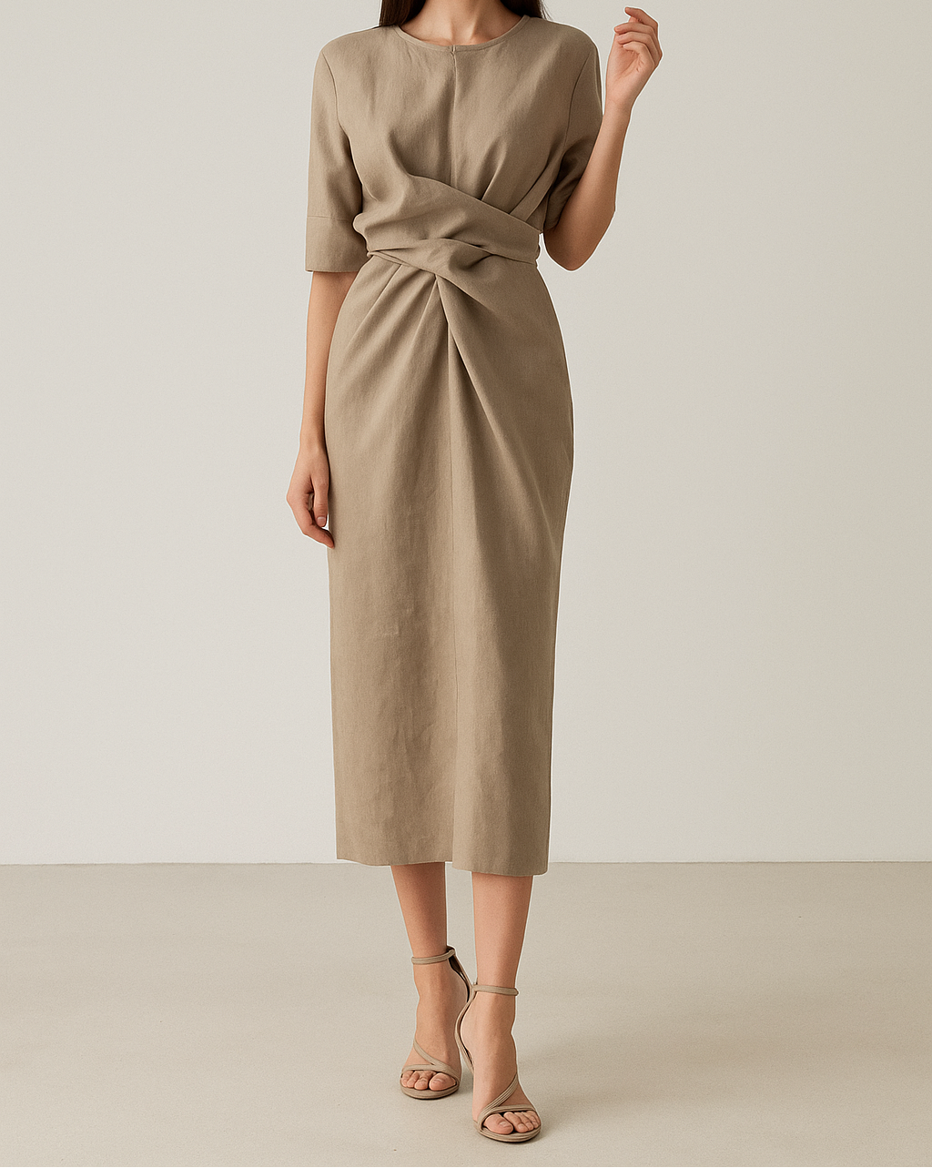 Sleeveless Lightweight Khaki Dress