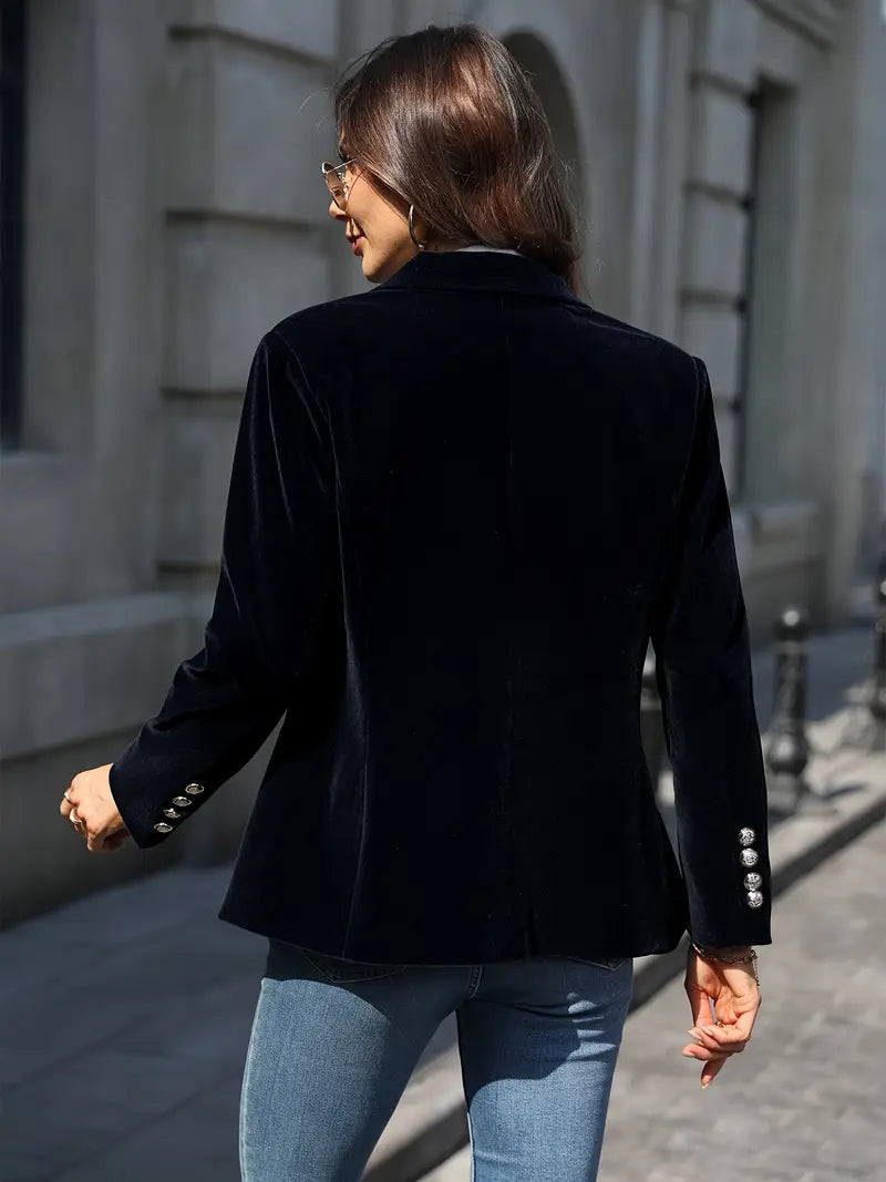Women’s Velvet Tailored Blazer with Single Button