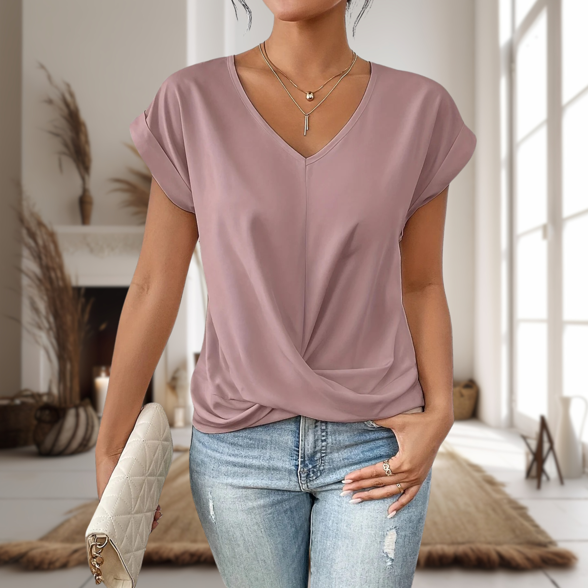 Women’s V-Neck T-Shirt with Short Sleeves