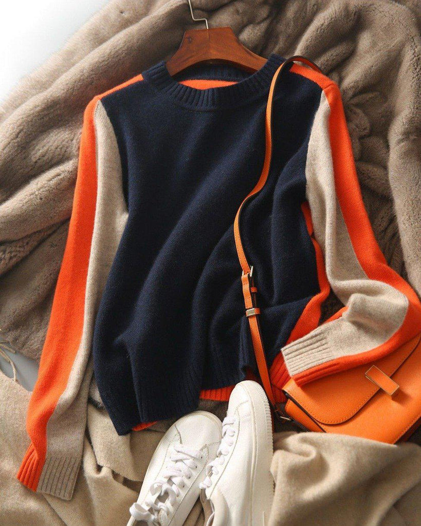 Women’s Striped Knit Jumper with Colour Block Design