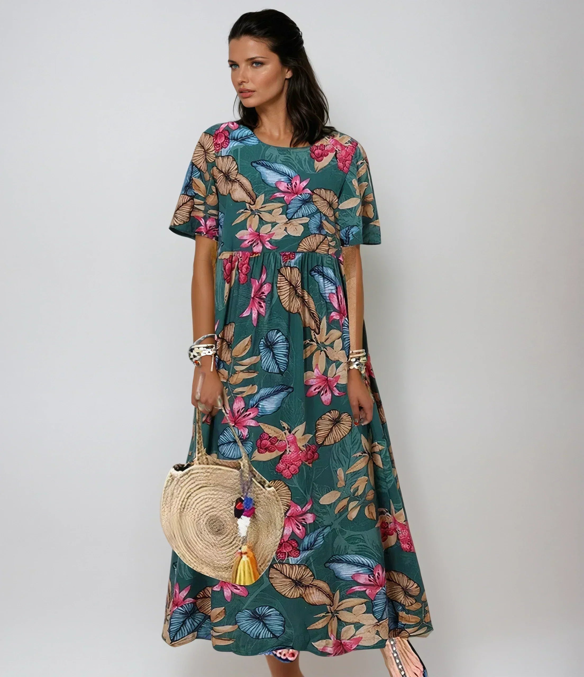 Women’s Floral Summer Dress with A-Line Silhouette and Flutter Sleeves