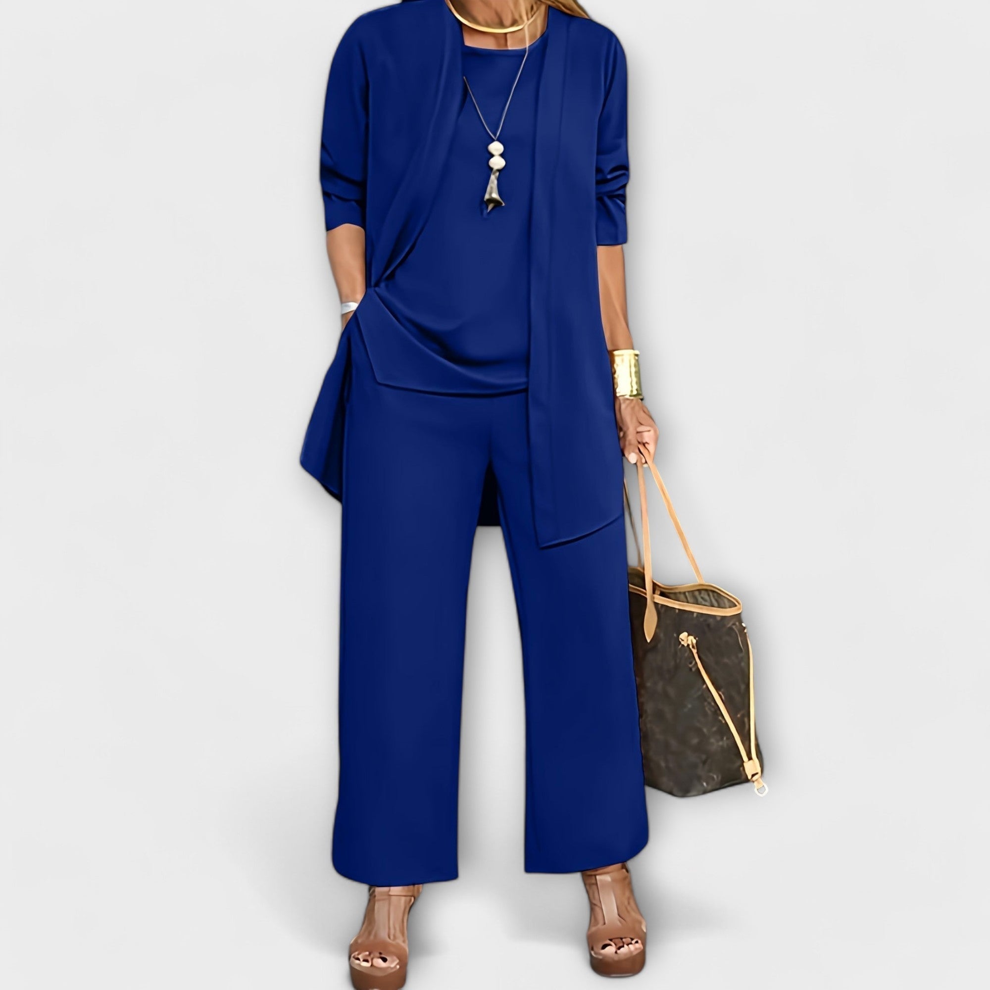Women’s Wide Leg Three Piece Co Ord Set with Long Cardigan