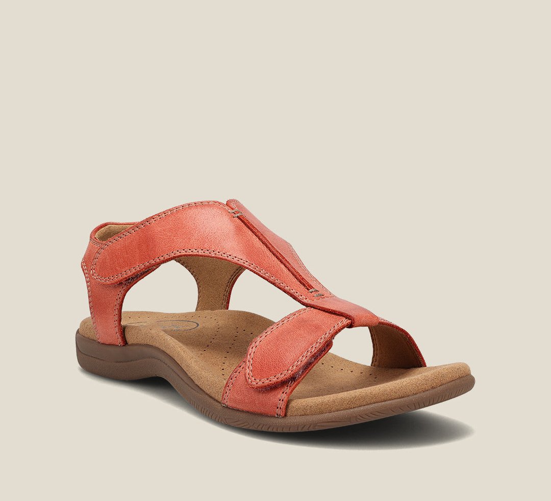 Orthopedic Vegan Leather Sandals with Memory Foam Footbed and T-Strap Design