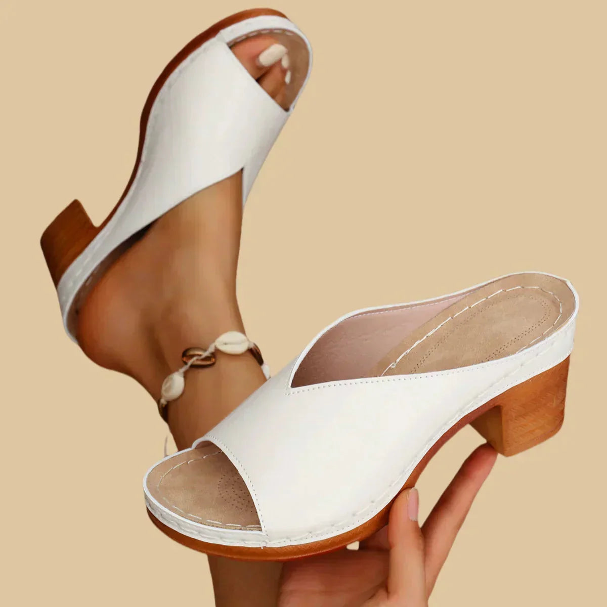 Women’s Orthopedic Sandals with Thick Heel and Slip-On Design