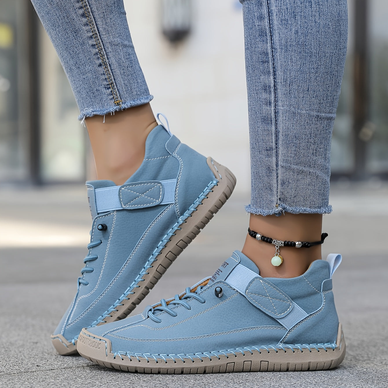 Women’s Lace-Up Ankle Sneakers with Suede and Leather Panels