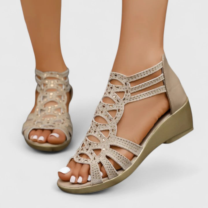 Women’s Lace-Up Open Toe Sandals with Crisscross Straps