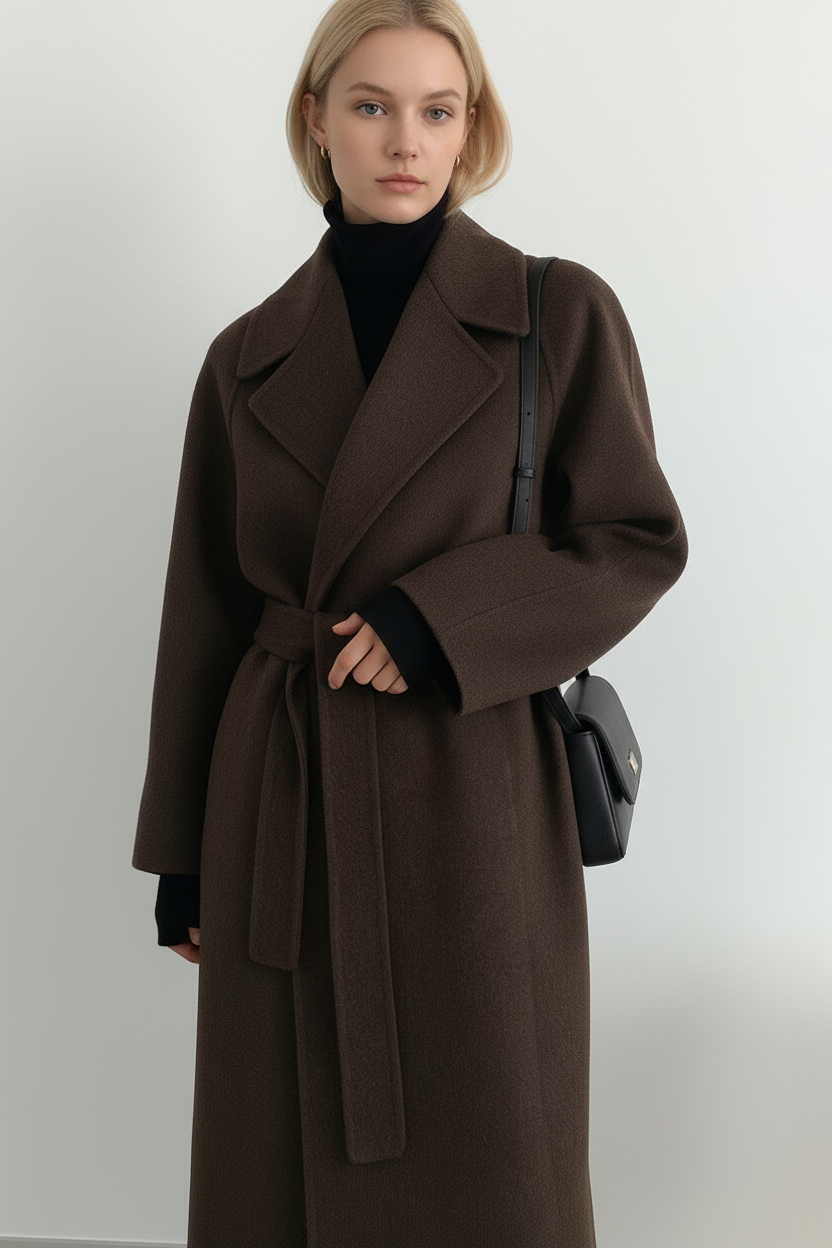 Women’s Belted Trench Coat with Classic Lapel