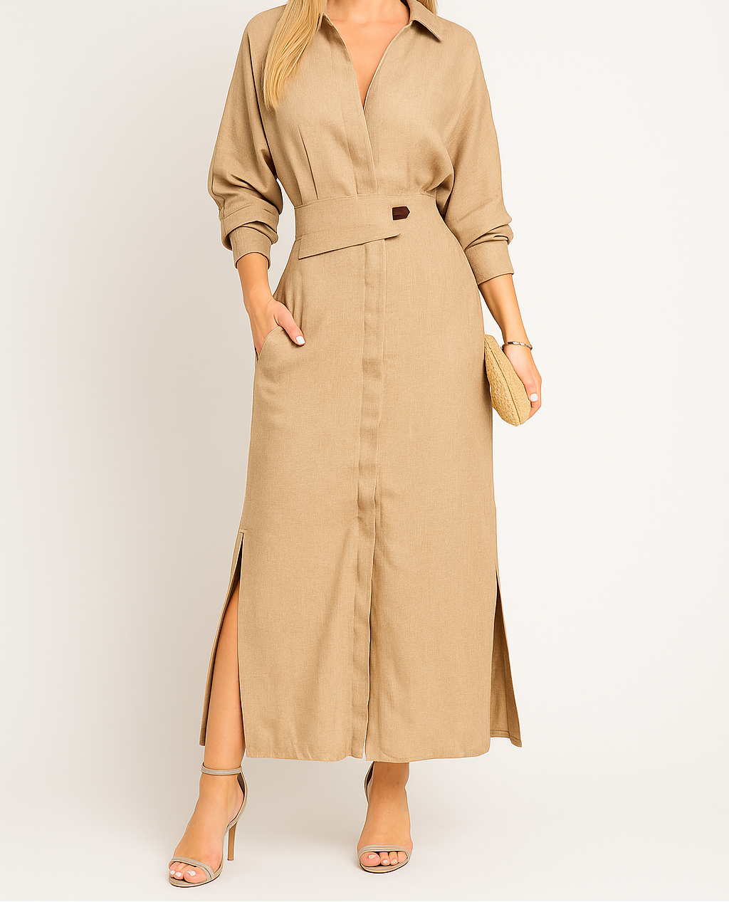 Women’s Linen Shirt Maxi Dress