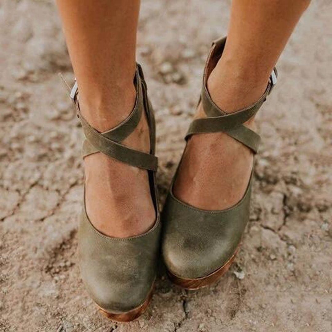 Women’s Platform Wedge Heels with Ankle Strap