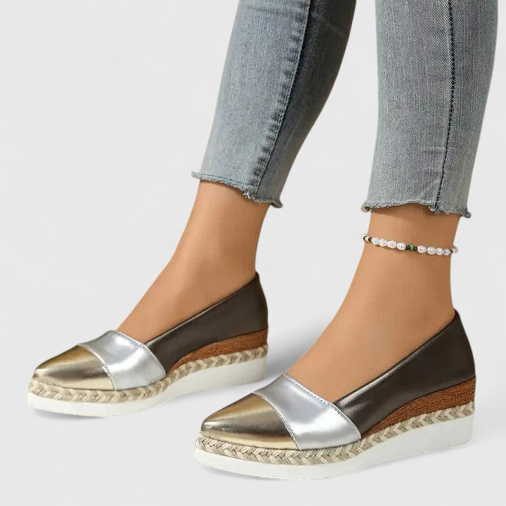 Women’s Platform Espadrilles with Metallic Finish