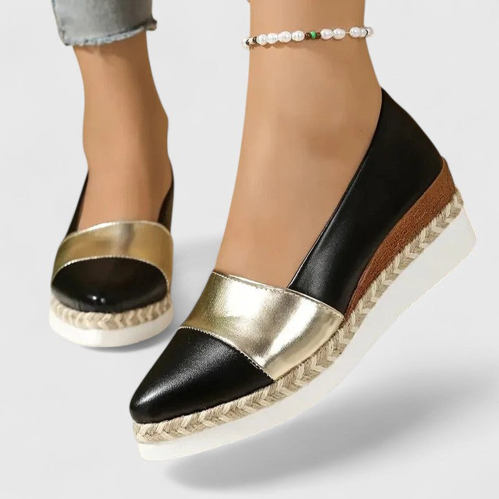 Women’s Platform Espadrilles with Metallic Finish