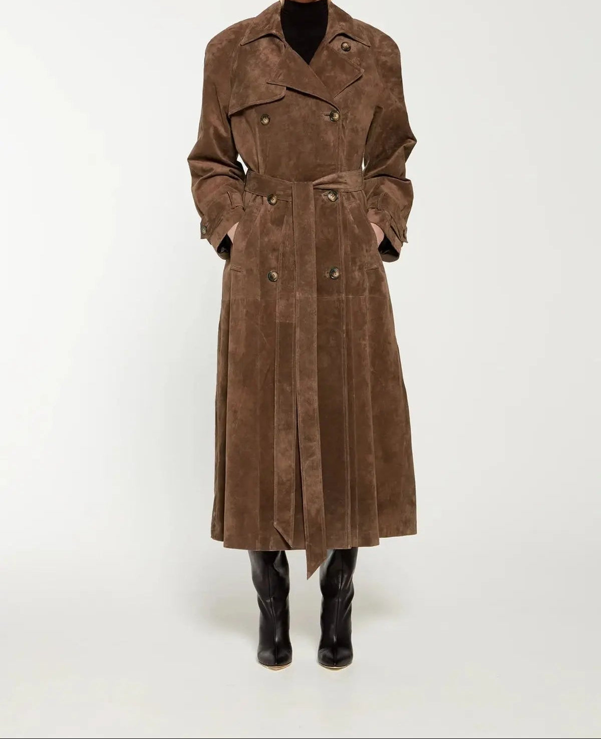 Lang Dobbeltbrystet Trench Coat