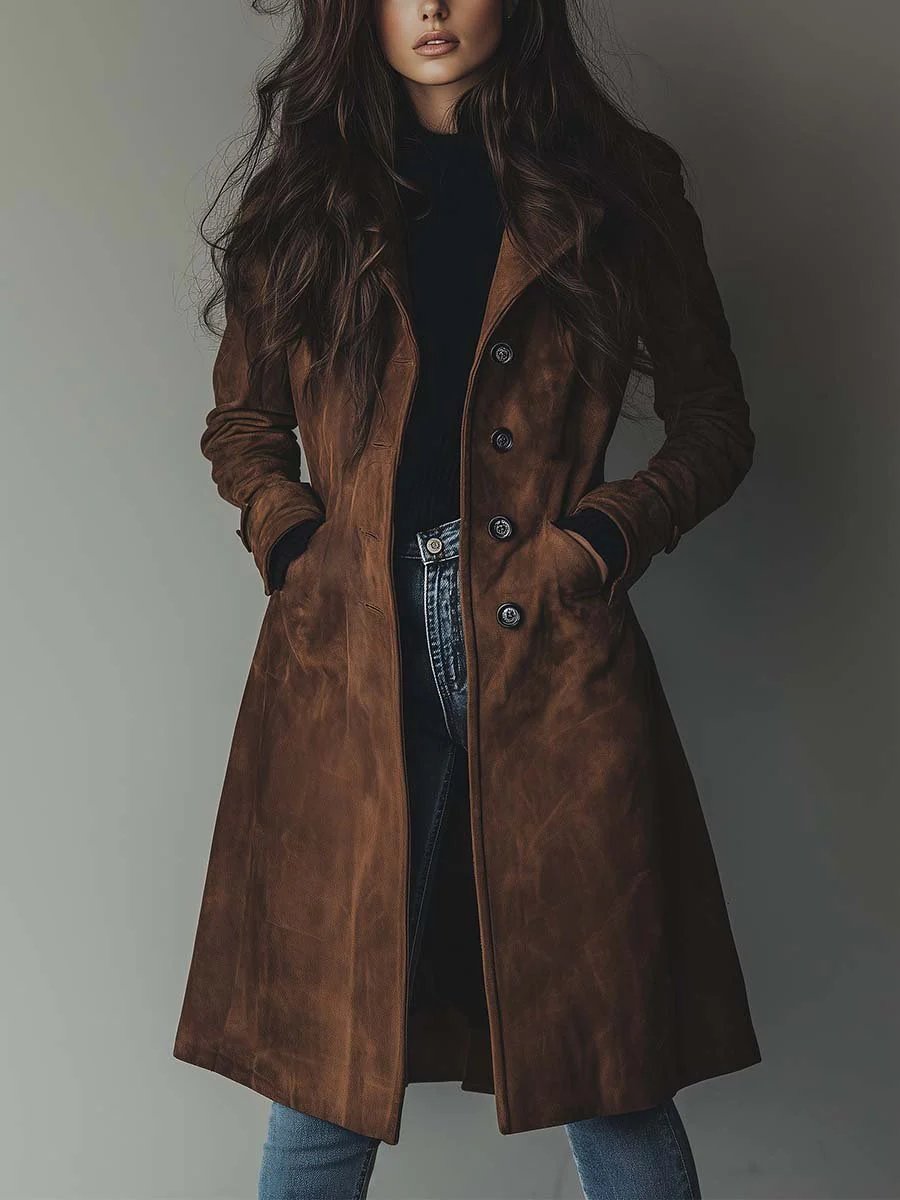 Women’s Double-Breasted Trench Coat with Relaxed Fit