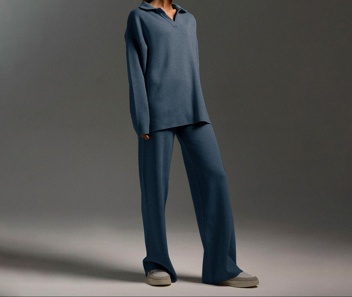 Women’s Polo Jumper and Wide Leg Trouser Set
