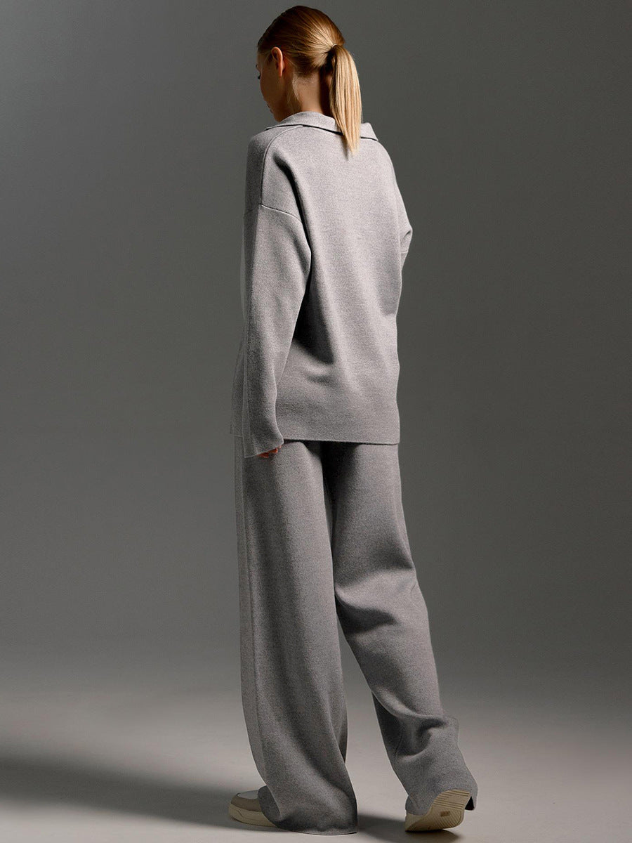 Women’s Polo Jumper and Wide Leg Trouser Set