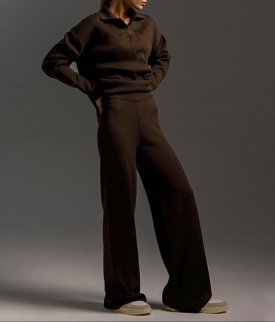 Women’s Polo Jumper and Wide Leg Trouser Set
