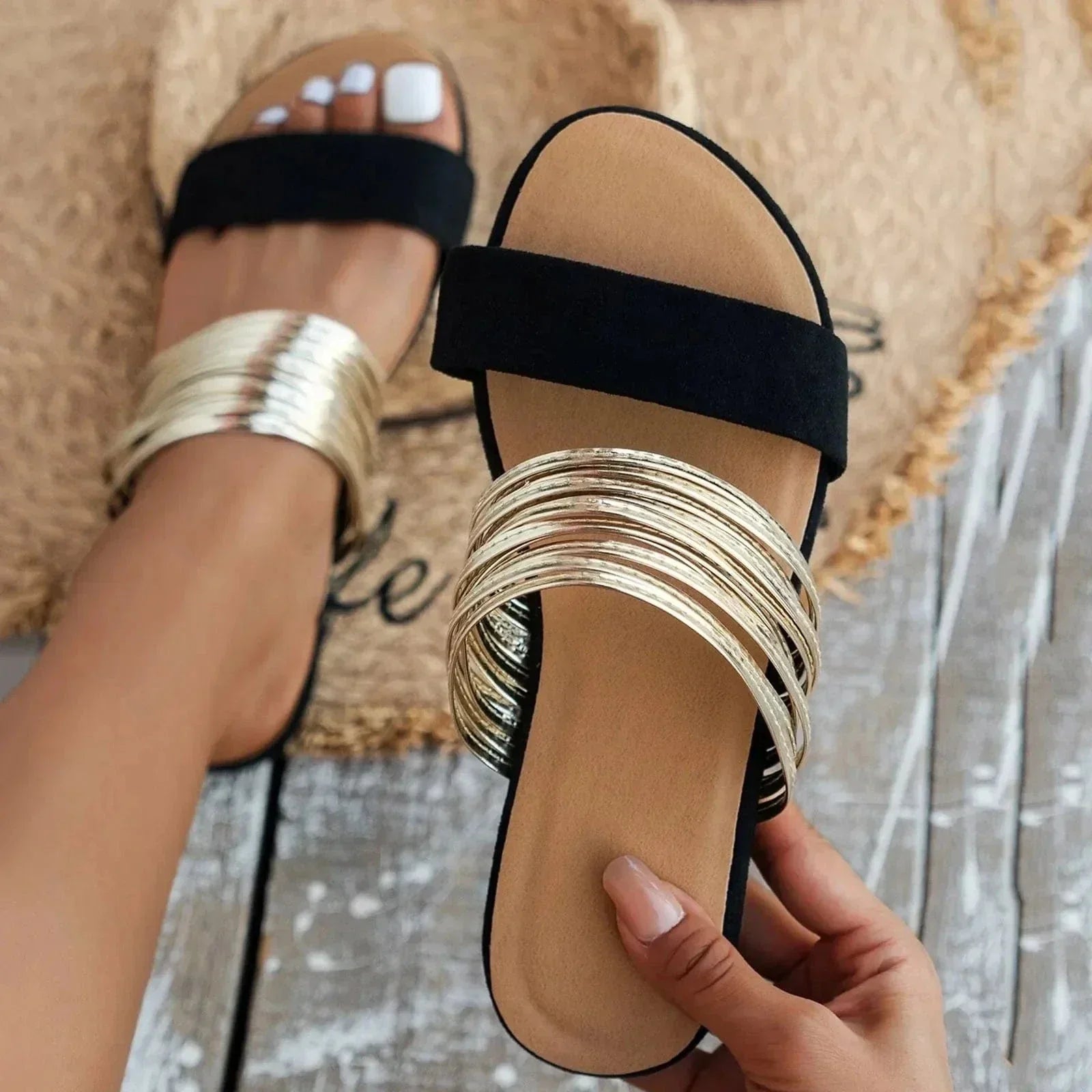 Women’s Orthopedic Slip-On Sandals with Lightweight Suede Finish