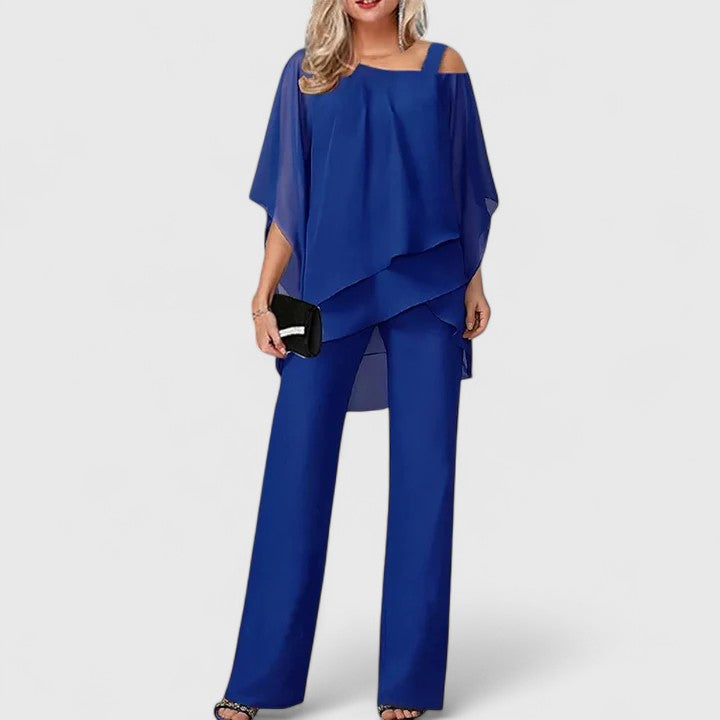 Women’s Wide Leg Two Piece Co Ord Set with Draped Top