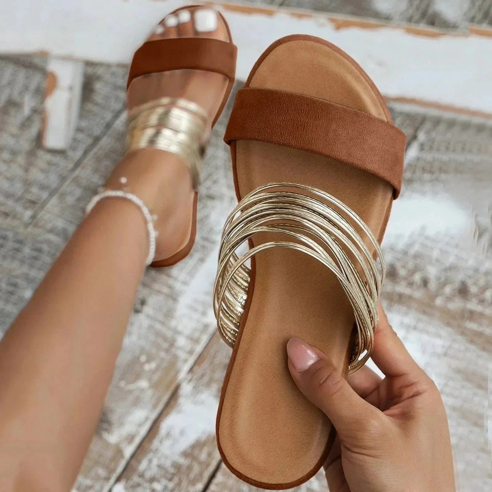 Women’s Orthopedic Slip-On Sandals with Lightweight Suede Finish