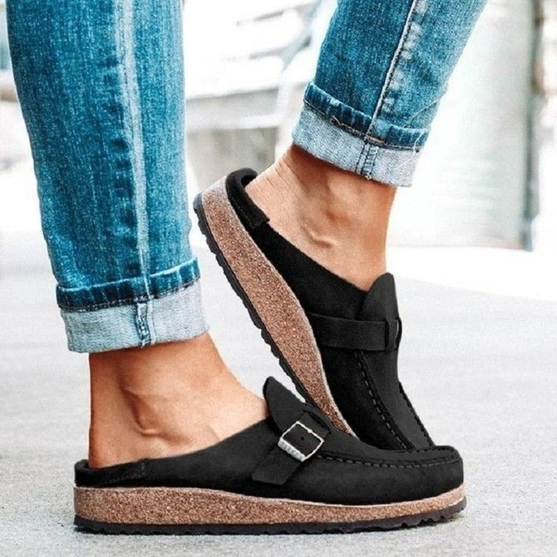 Women’s Soft Footbed Buckle Clogs with Closed Toe