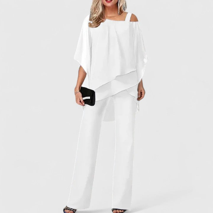 Women’s Wide Leg Two Piece Co Ord Set with Draped Top