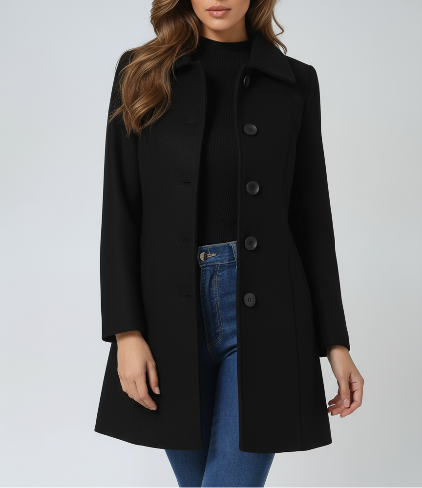 Women’s Tailored Single Breasted Coat with Wide Lapel