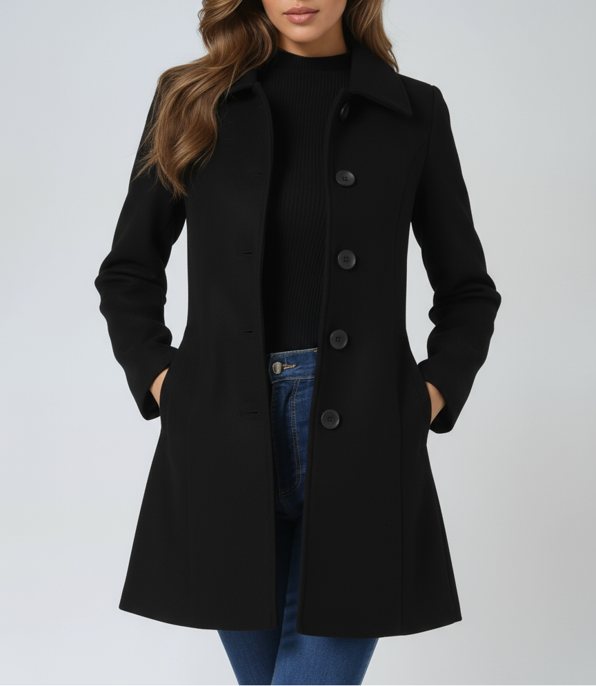 Women’s Tailored Single Breasted Coat with Wide Lapel