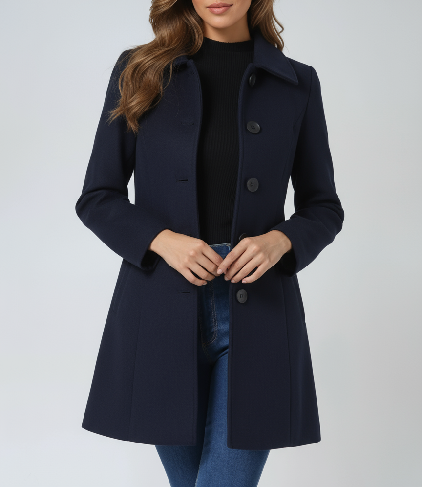 Women’s Tailored Single Breasted Coat with Wide Lapel