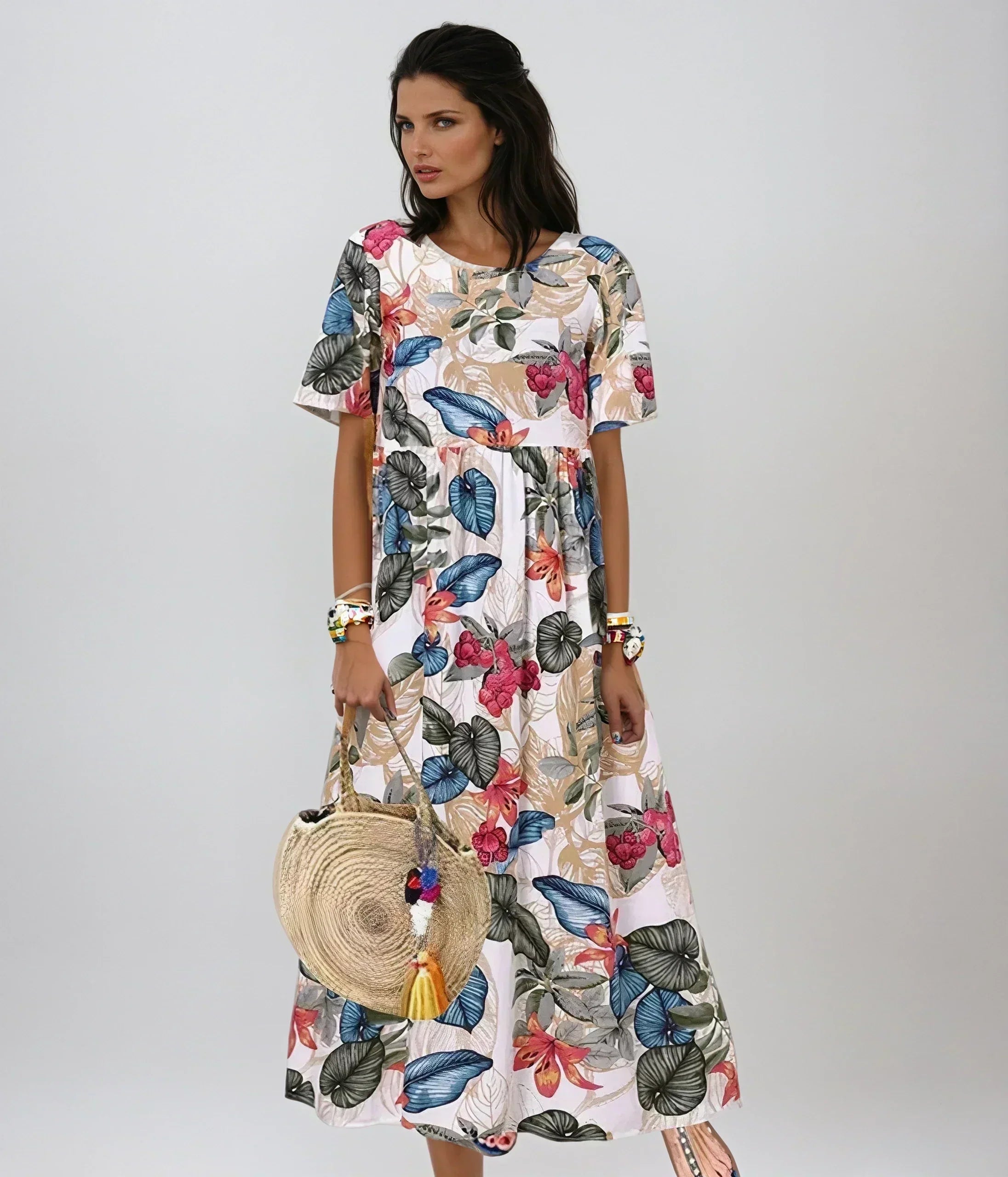 Women’s Floral Summer Dress with A-Line Silhouette and Flutter Sleeves