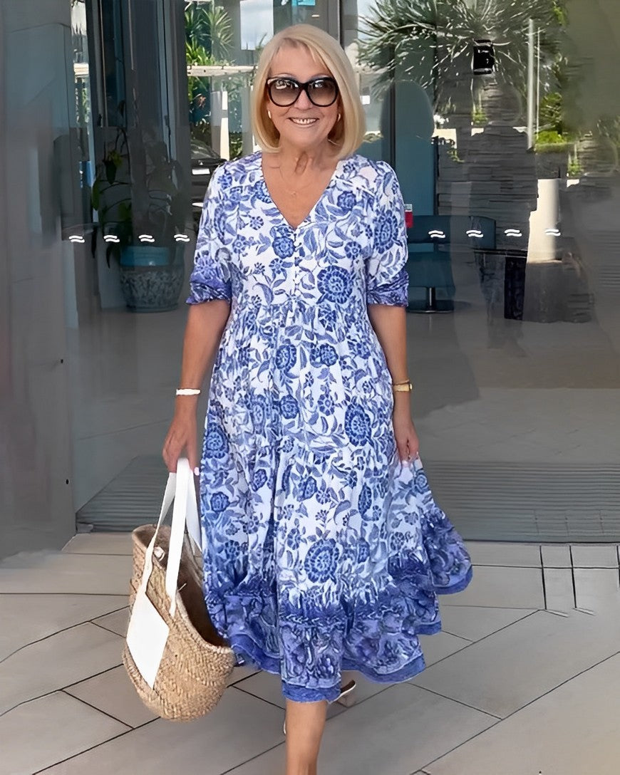 Women’s Floral V-Neck Summer Maxi Dress