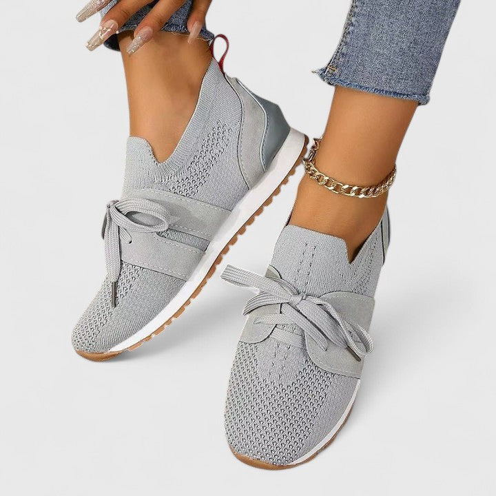 Women’s Knit Lace-Up Sneakers with Lightweight Comfort