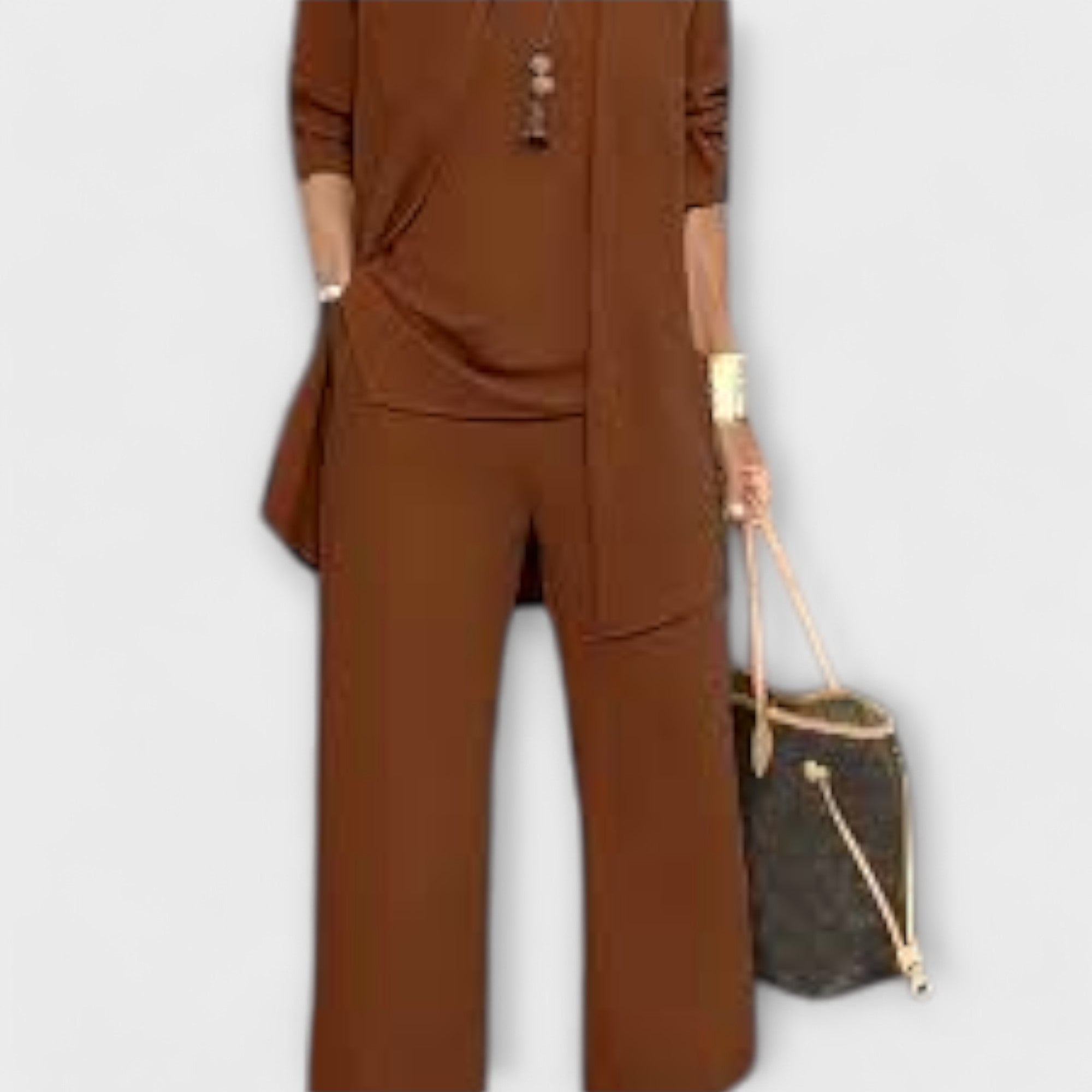 Women’s Wide Leg Three Piece Co Ord Set with Long Cardigan