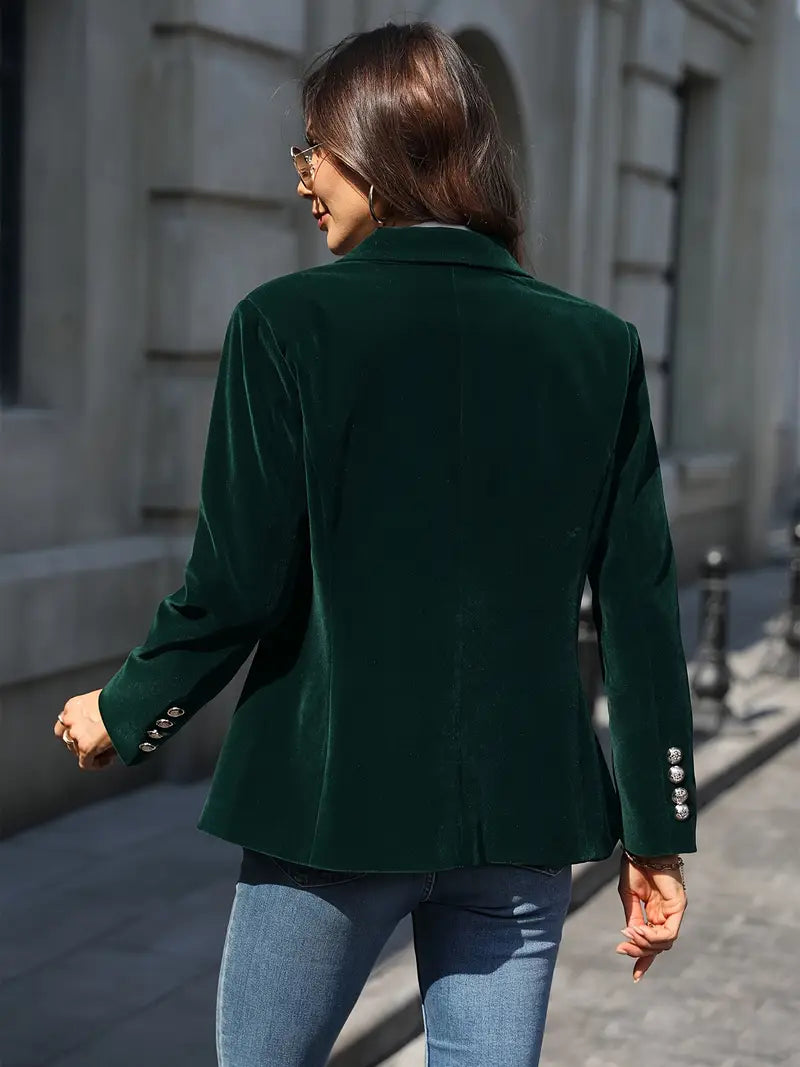 Women’s Velvet Tailored Blazer with Single Button