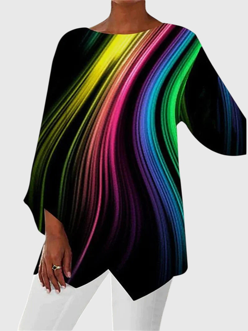 Women’s Longline Printed Top with 3/4 Sleeves
