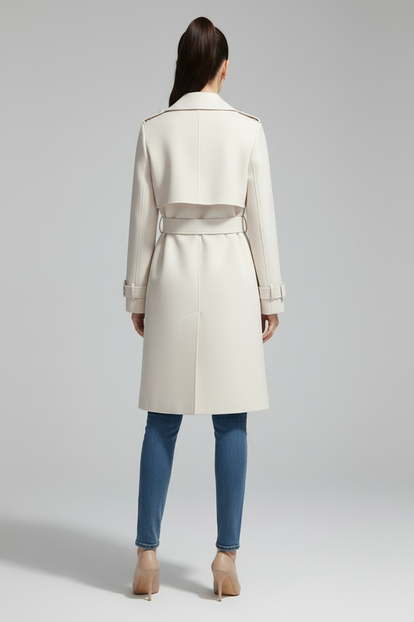 Kvindernes trench coat med klassisk krave og bælte lukning