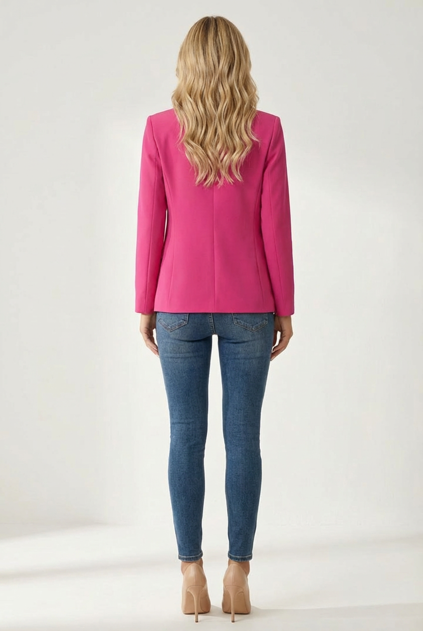 Regular Fit Womens Blazer with Notched Lapel and Single Button