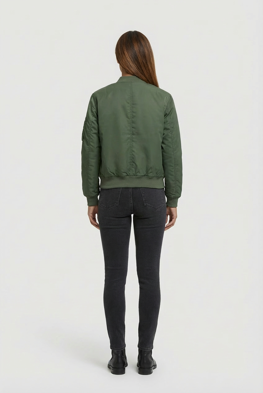 Padded Womens Jacket with High Neck and Zip Front Fit