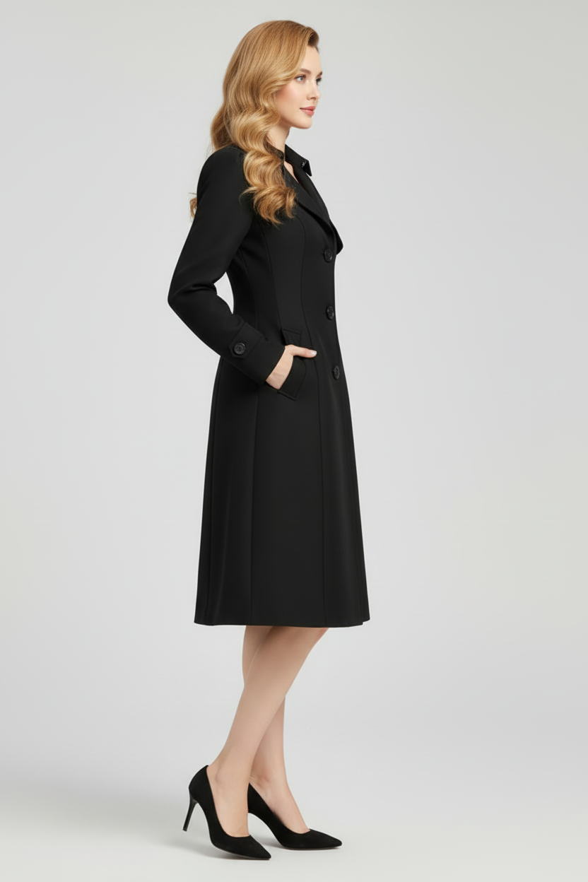Kvindernes trench coat med notch lapel og knaplukning