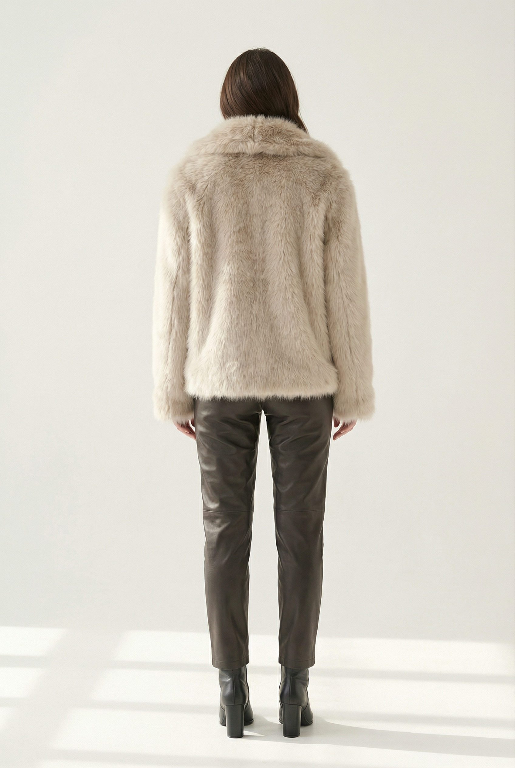 Womens Faux Fur Jacket with Plush Texture