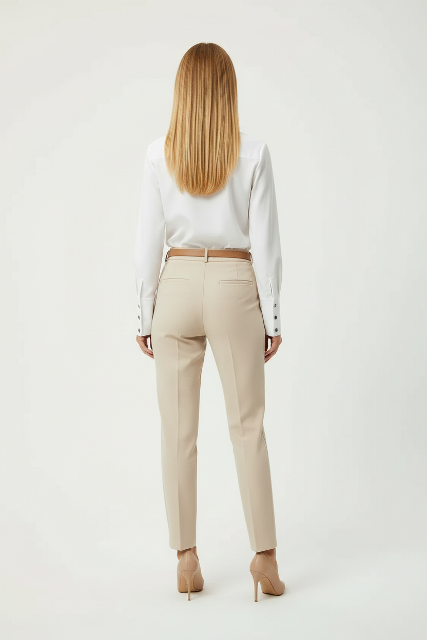 Button Front Shirt with Stand Collar and Clean Silhouette