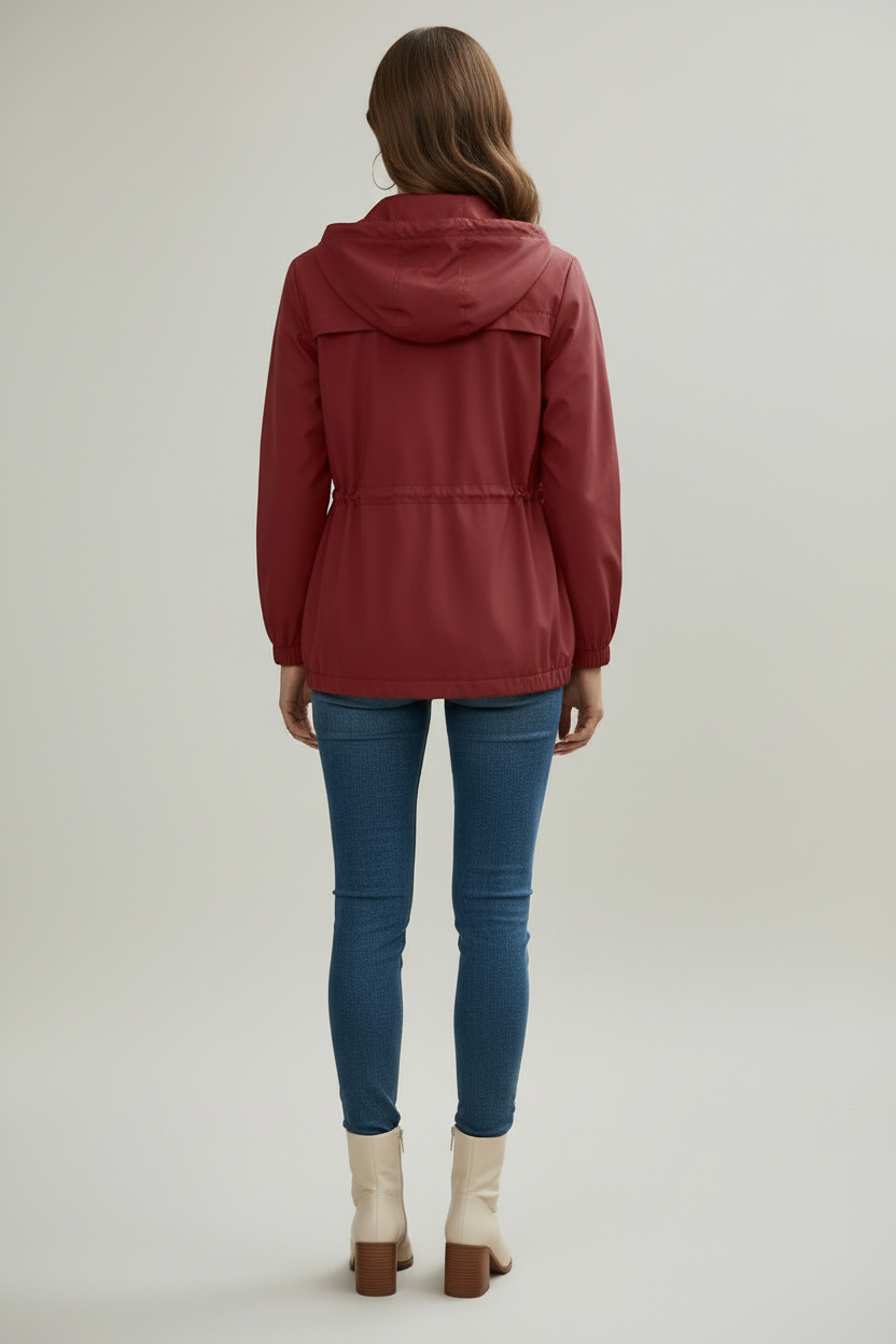 Kvindernes trench coat med hætte og regular fit
