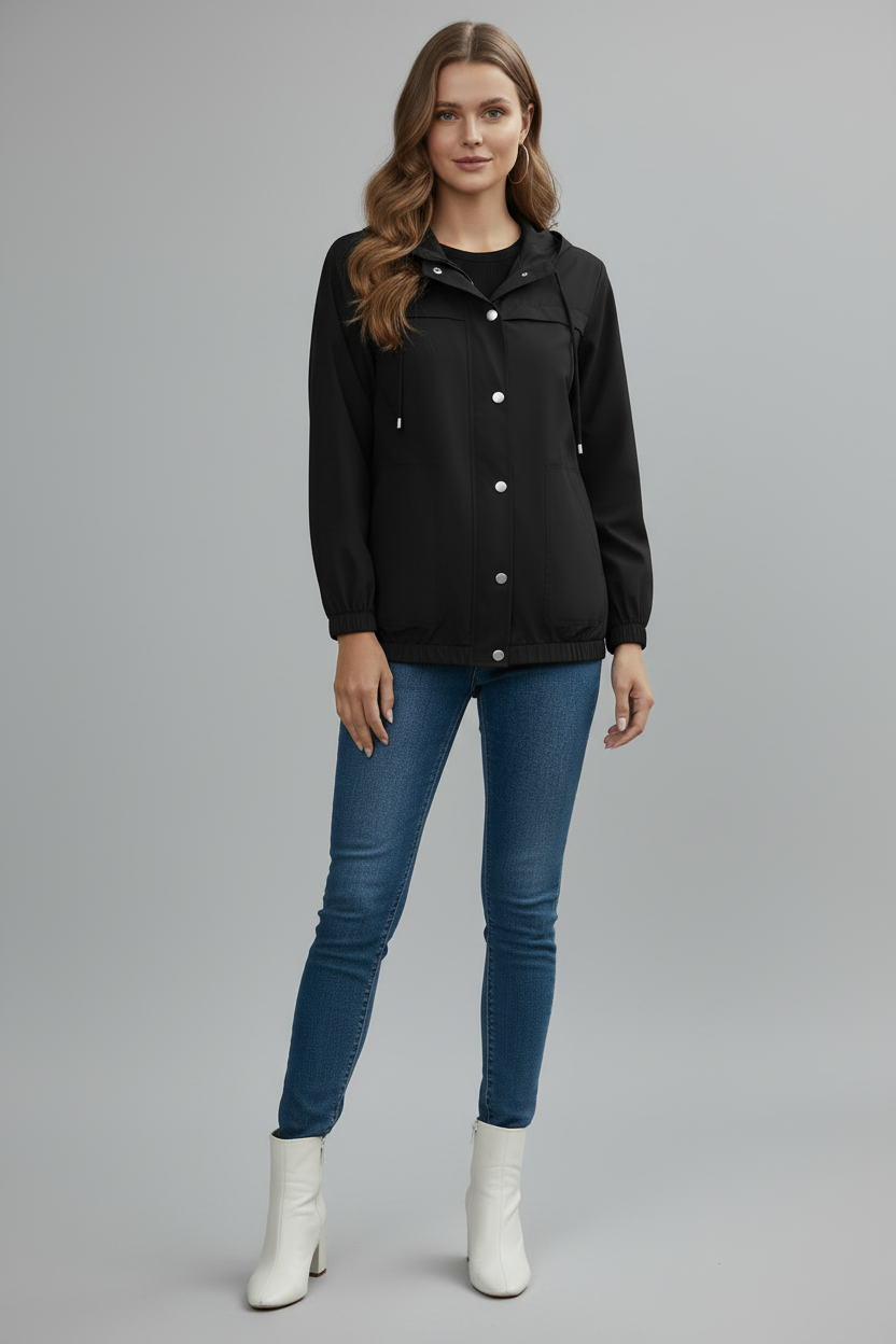 Kvindernes trench coat med hætte og regular fit