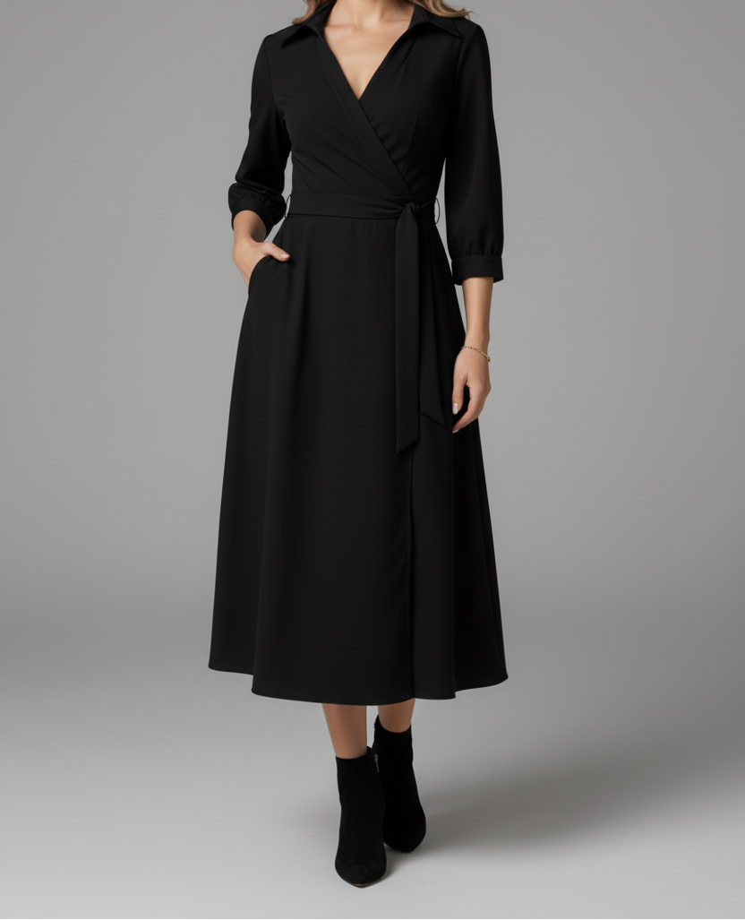 Tailored Blazer Dress with Double Breasted Front and Long Sleeves